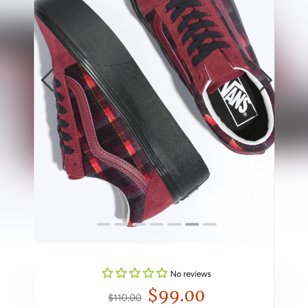 NWT Vans Old Skool Stackform Velvet Plaid Port Red Plaid Platform Sneakers - 9 - Picture 9 of 10